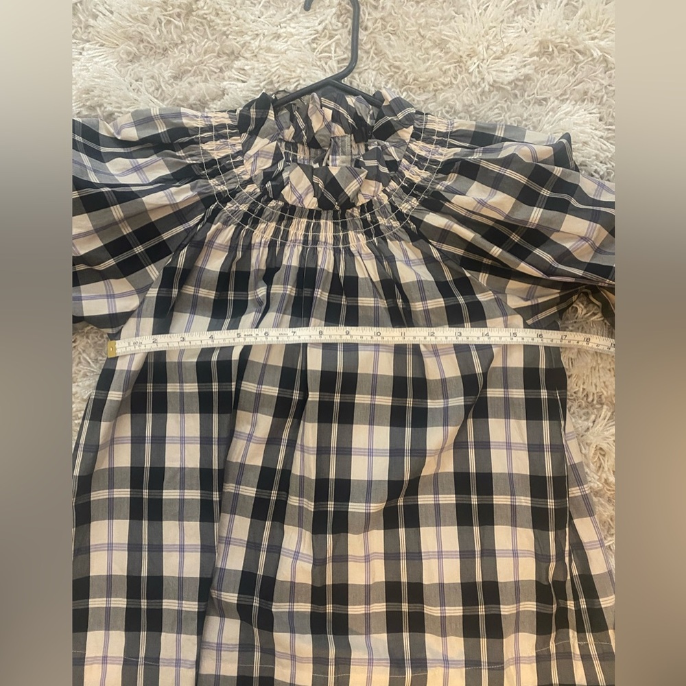 J CREW Smocked Puff Sleeve Plaid Blouse XS - Picture 5 of 6